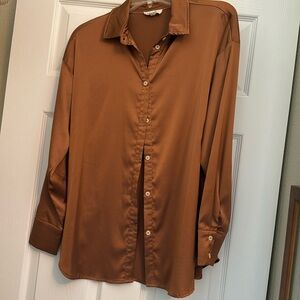 Smooth shiny brown blouse